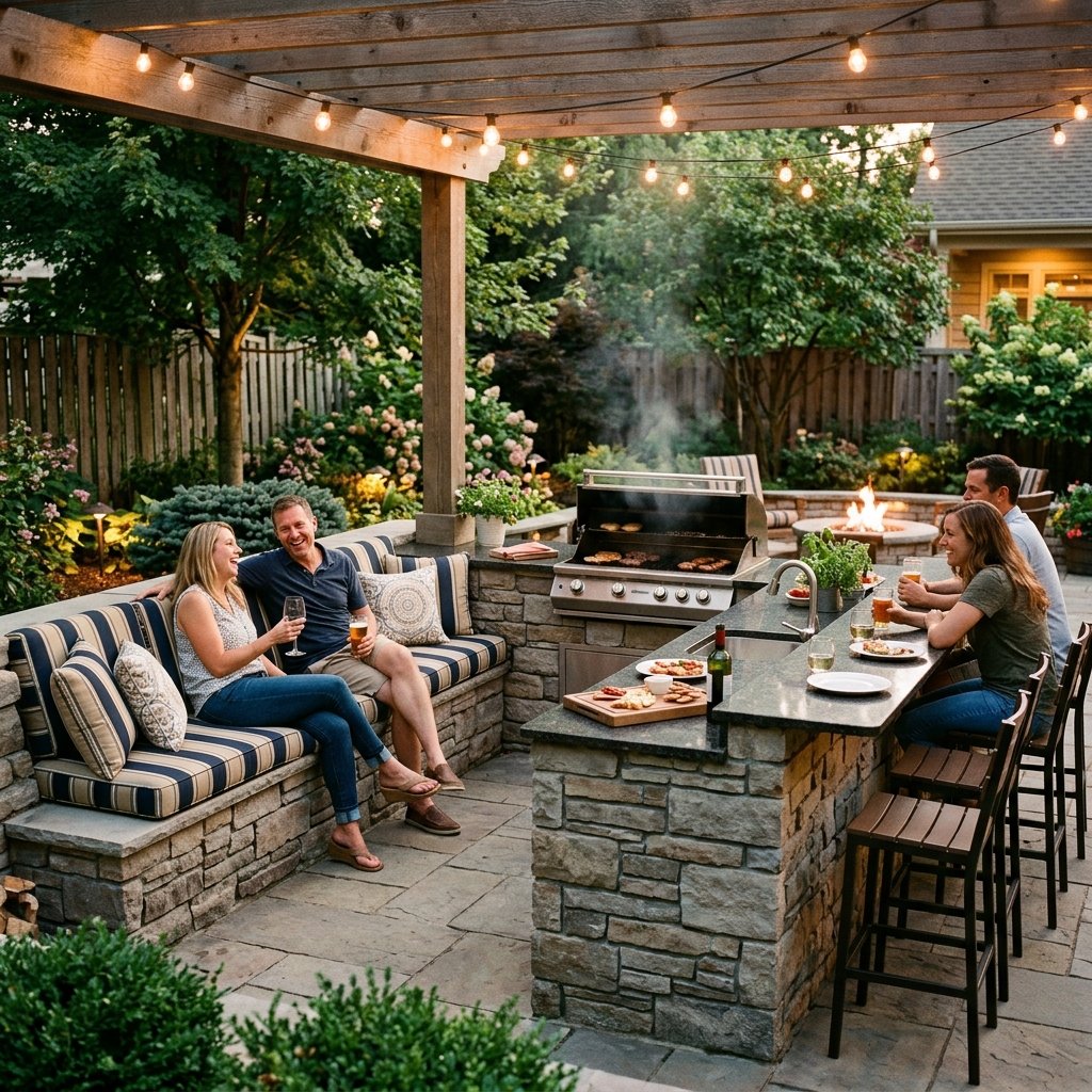 30 Smart Outdoor Kitchen Ideas for Comfortable Outdoor Cooking 20 Outdoor Kitchen Seating Ideas