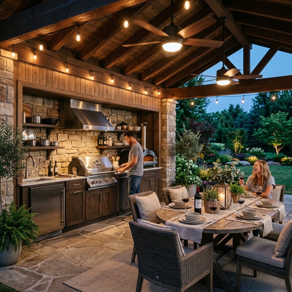 30 Smart Outdoor Kitchen Ideas for Comfortable Outdoor Cooking 5 Covered Patio Outdoor Kitchen Ideas