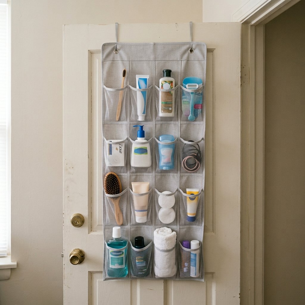 30 Dorm Bathroom Ideas to Make Shared Spaces Feel Like Home 5 Dorm Bathroom Ideas Over the Door Storage
