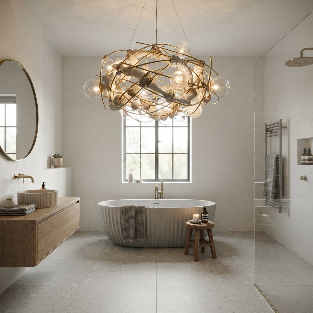 30 Bathroom Lighting Ideas to Brighten Your Space in Style 29 Statement Fixture Lighting Ideas
