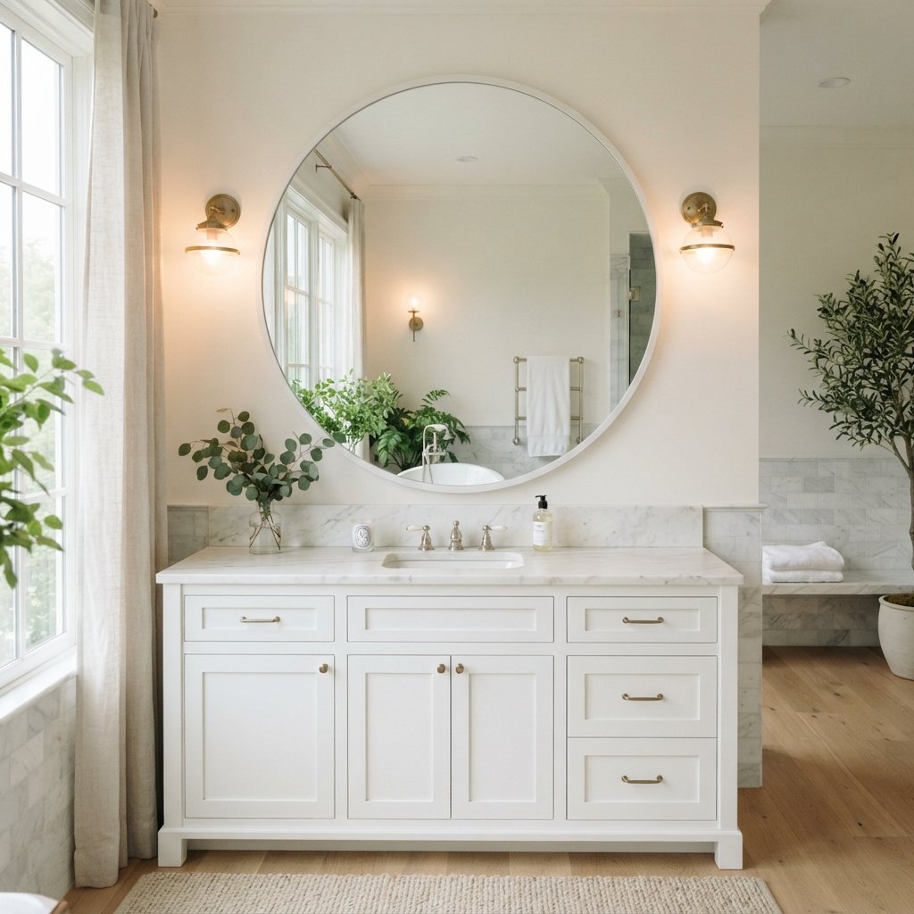 30 Stunning White Bathroom Ideas That Create a Bright & Luxurious Space 23 White Bathroom Mirror Ideas