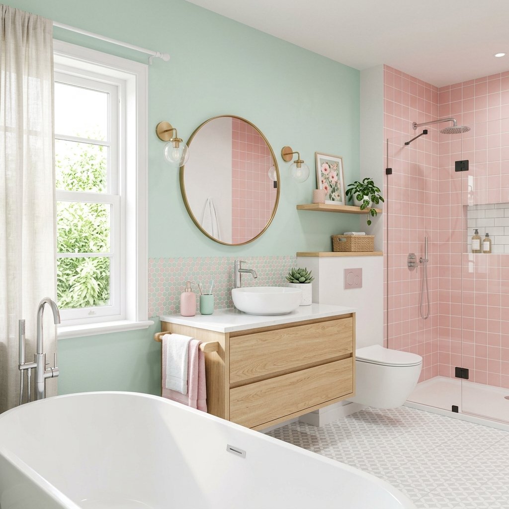 30 Dreamy Bloxburg Bathroom Ideas for Aesthetic House Builds 7 Pastel Bathroom Color Ideas