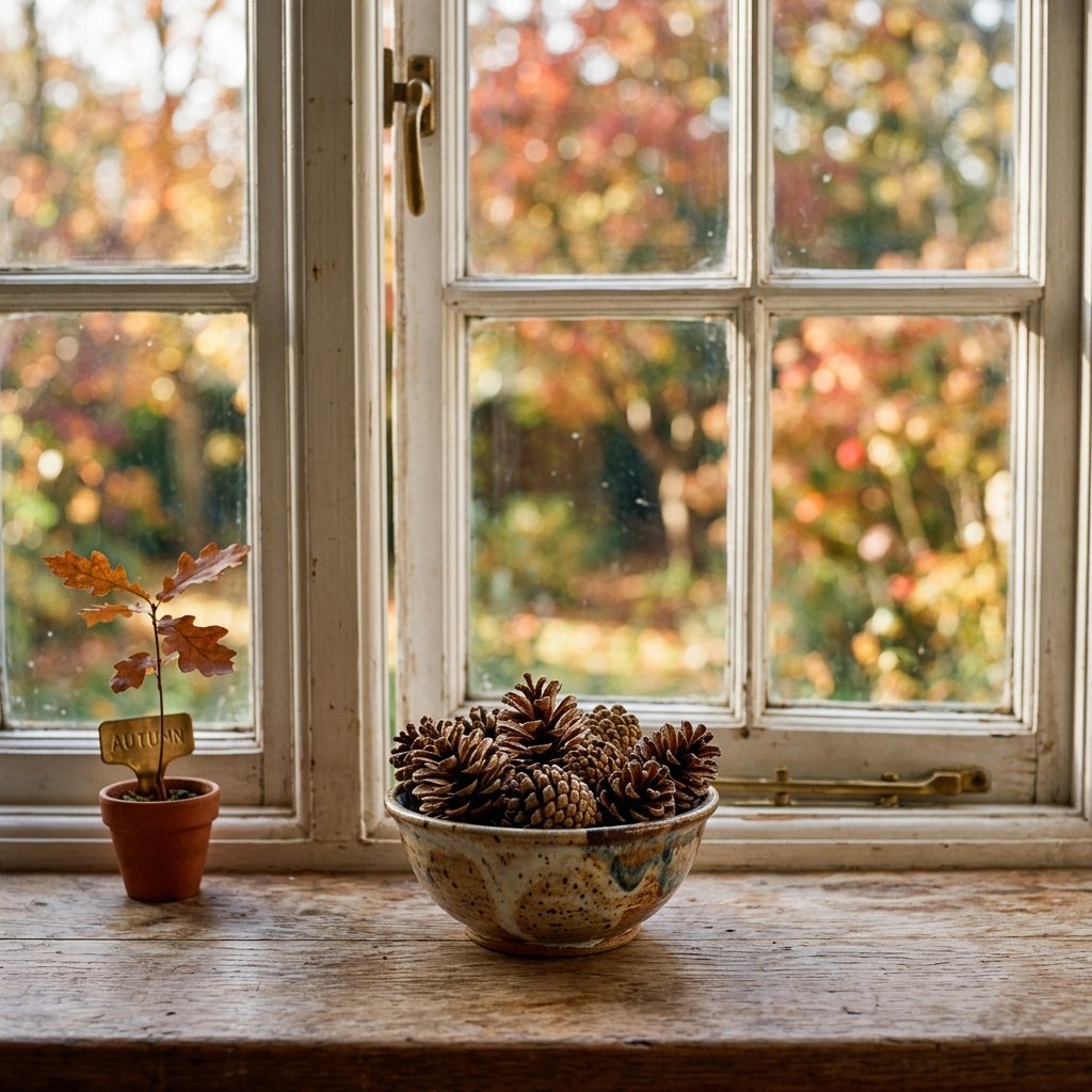 30 Fall Kitchen Window Decor Ideas That Feel Cozy & Bright 28 Pinecone Fall Kitchen Window Decor