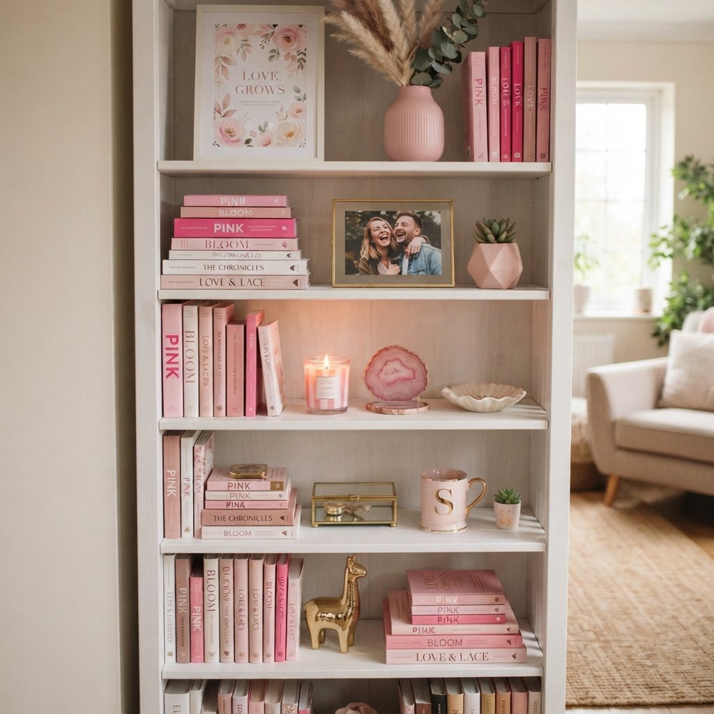 Bookshelf Styling Pink Dorm Room Ideas
