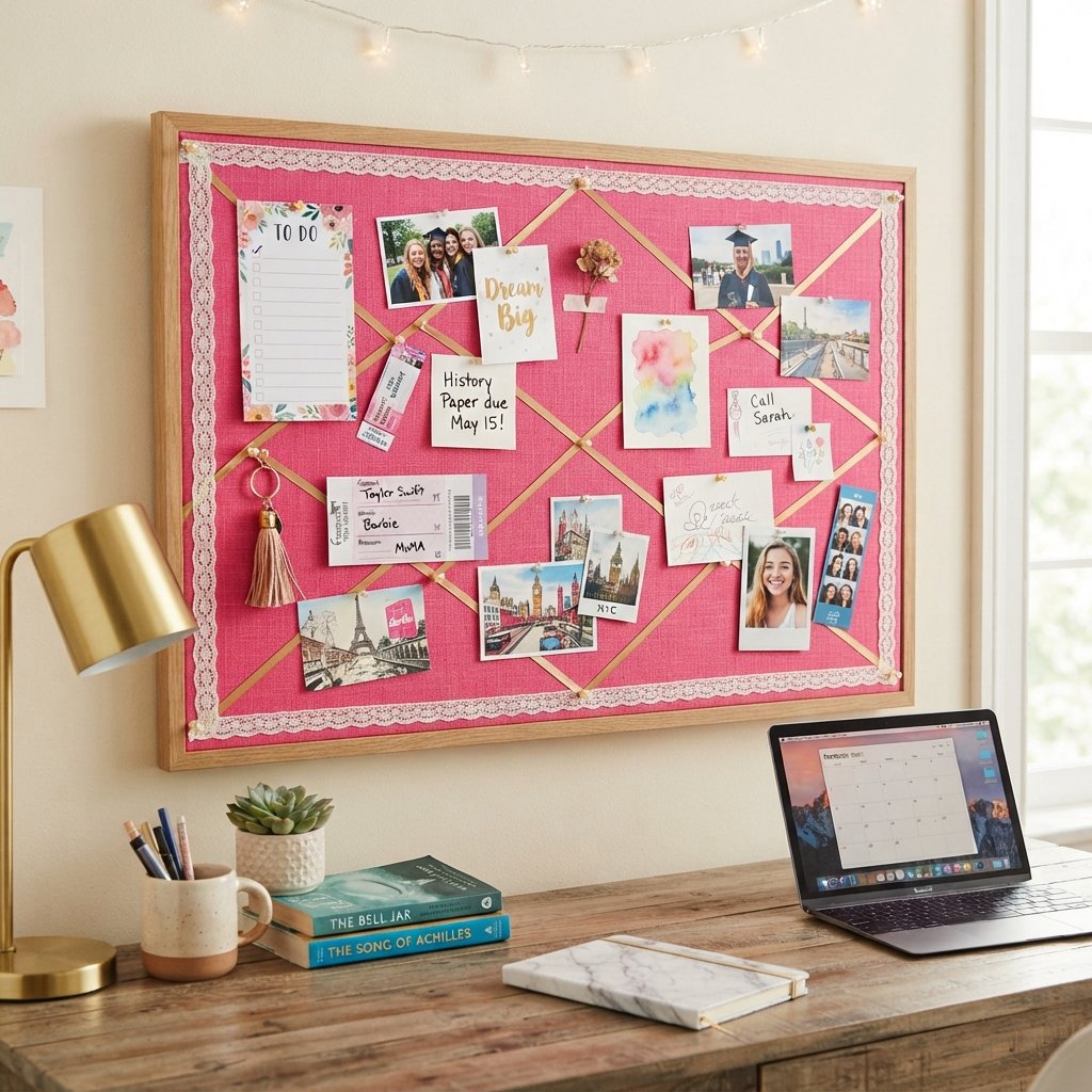 Bulletin Board Pink Dorm Room Ideas