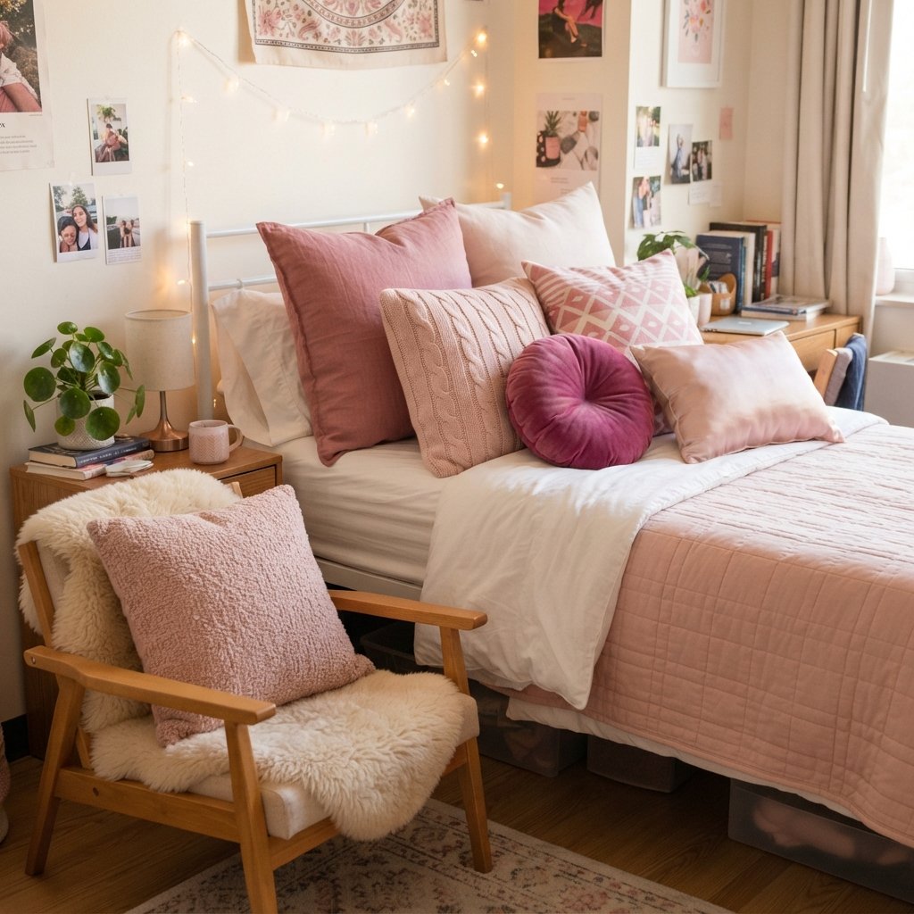 Throw Pillow Pink Dorm Room Ideas