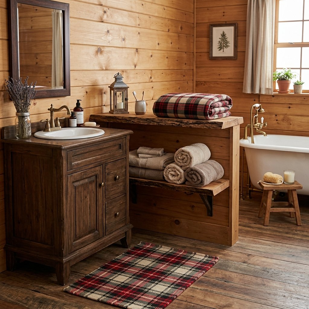 30 Fall Themed Bathroom Ideas: A Complete Guide to Cozy Autumn Style 13 Plaid Bathroom Decor Ideas