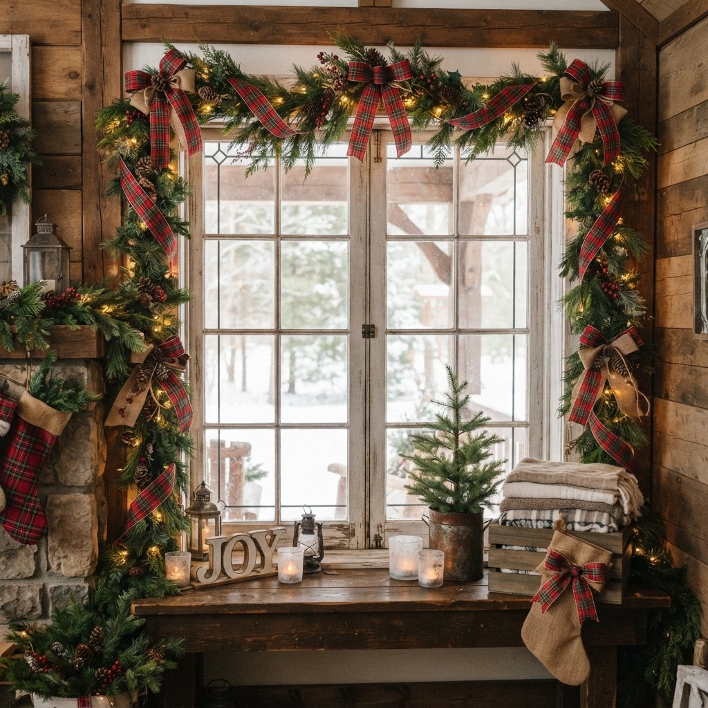Plaid Ribbon Window Ideas