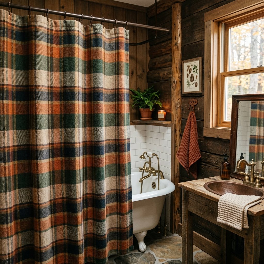 30 Fall Bathroom Decor Ideas Small Bathroom, Big Fall Vibes 9 Plaid Pattern Shower Curtain Ideas