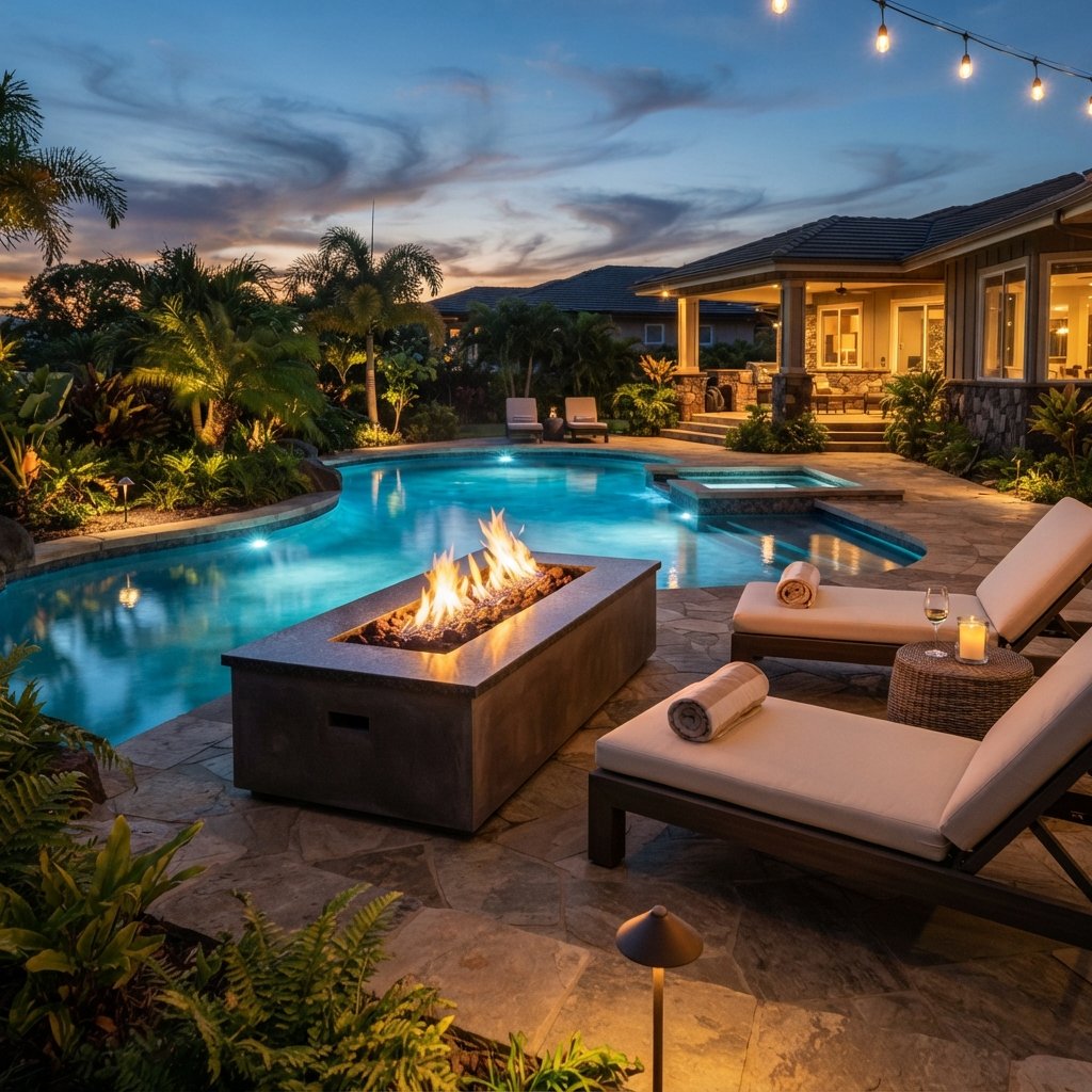 30 Backyard Fire Pit Ideas to Transform Your Outdoor Space 13 Poolside Backyard Fire Pit Ideas