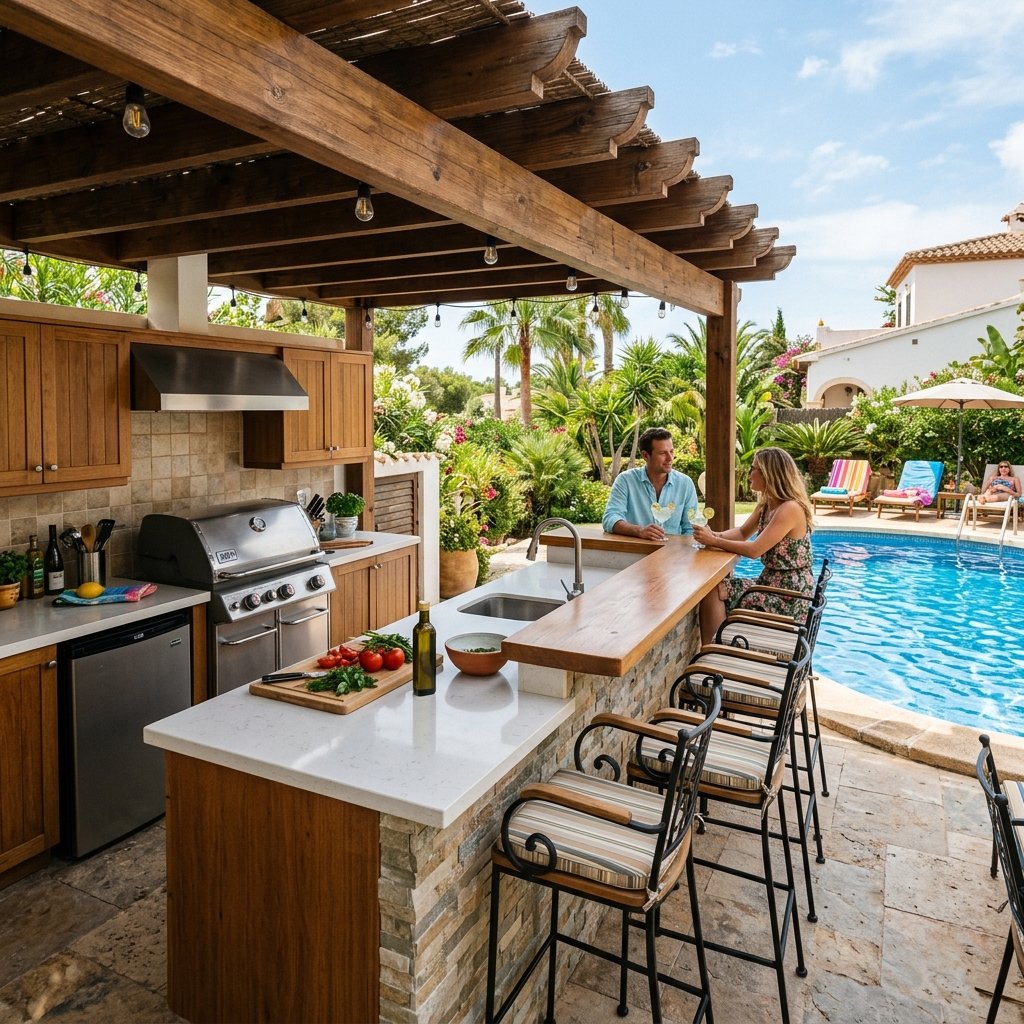 30 Smart Outdoor Kitchen Ideas for Comfortable Outdoor Cooking 7 Poolside Outdoor Kitchen Ideas