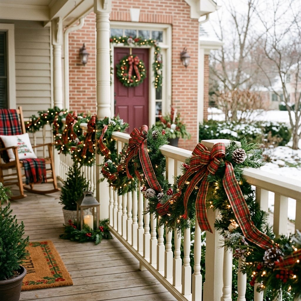 30 Modern Front Porch Christmas Decor Ideas: to Elevate Your Holiday Home 8 Porch Railing Garland Ideas