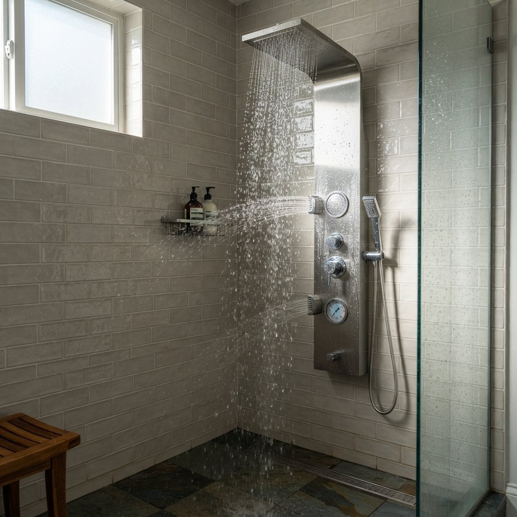30 Luxury Spa Bathroom Ideas for the Ultimate Self Care Experience 20 Rain Shower Panel Ideas