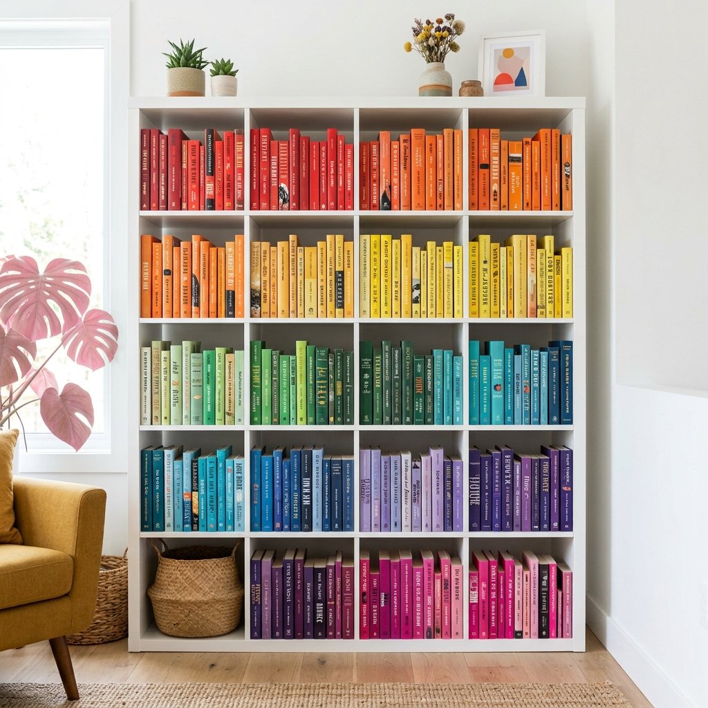 30 Bookshelf Ideas to Transform Any Room 12 Rainbow Bookshelf Ideas