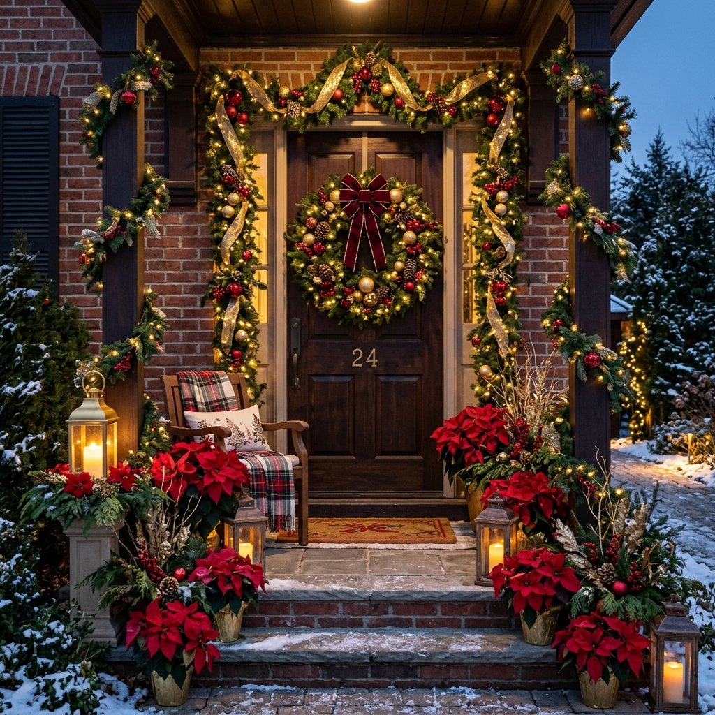 30 Modern Front Porch Christmas Decor Ideas: to Elevate Your Holiday Home 5 Red and Gold Christmas Porch Ideas