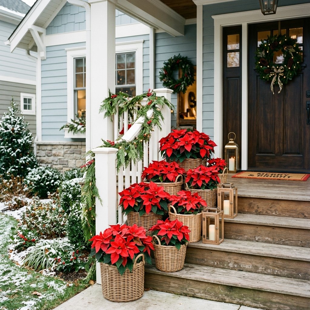 30 Modern Front Porch Christmas Decor Ideas: to Elevate Your Holiday Home 23 Poinsettia Display Ideas