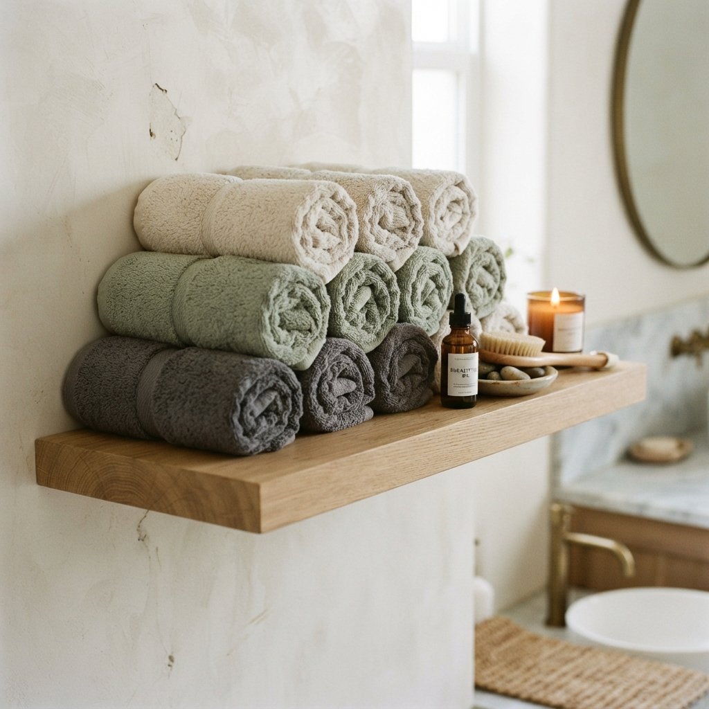 30 Cute Bathroom Ideas to Create a Cozy and Stylish Space 19 Fluffy Towel Display Ideas