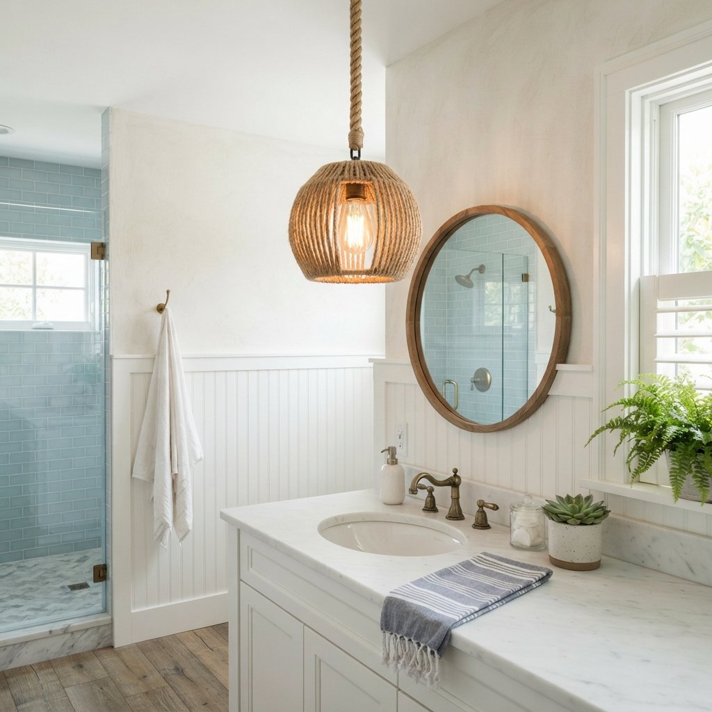 30 Bathroom Lighting Ideas to Brighten Your Space in Style 26 Coastal Bathroom Lighting Ideas