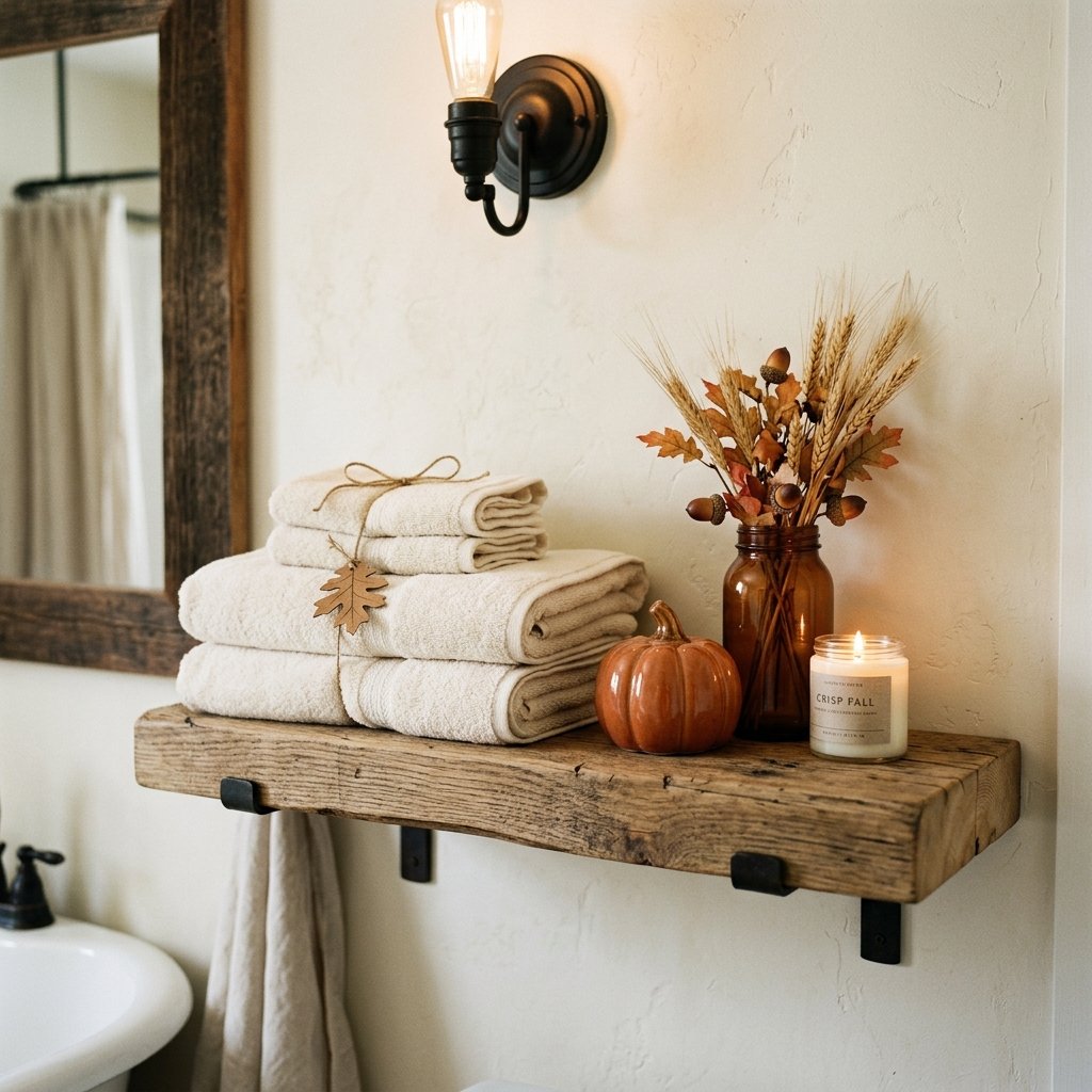 30 Fall Bathroom Decor Ideas: Cozy, Creative & Pinterest Worthy 3 Rustic Wood Accent Fall Bathroom Decore