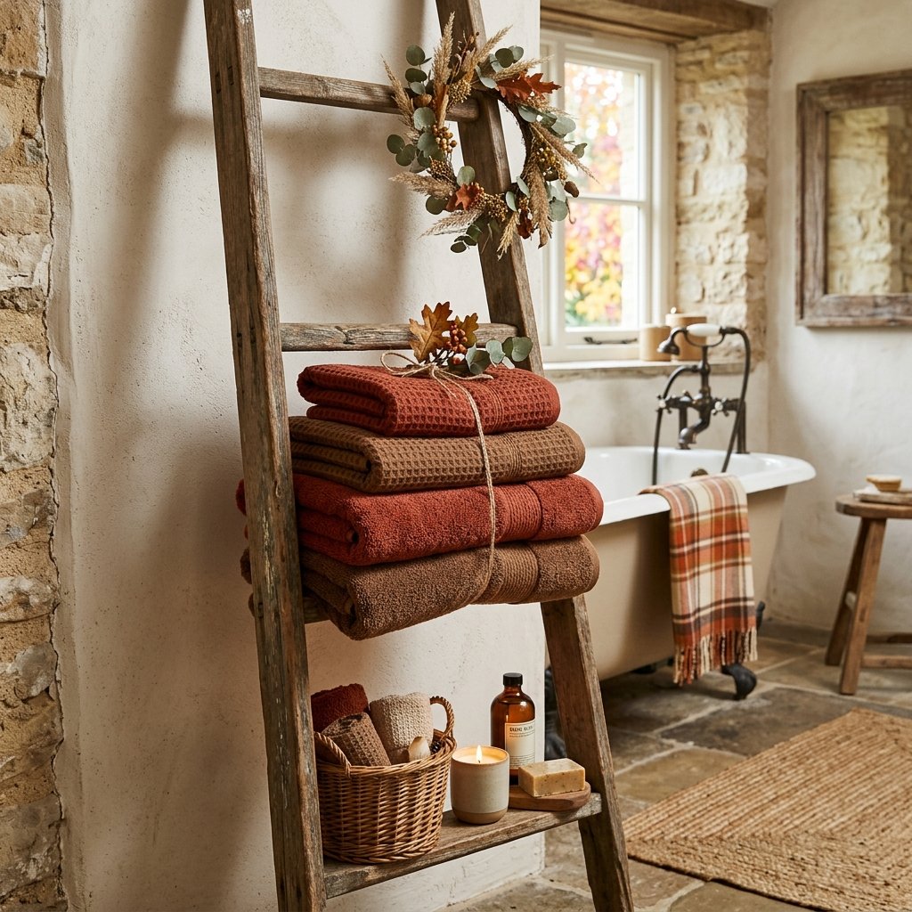 30 Fall Themed Bathroom Ideas: A Complete Guide to Cozy Autumn Style 4 Rustic Fall Themed Bathroom Towels