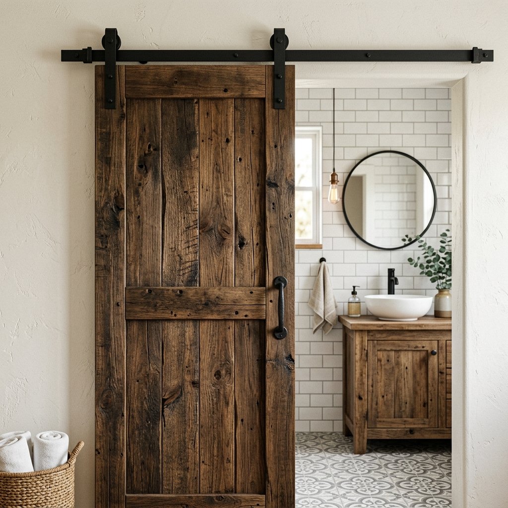 30 Stunning Farmhouse Bathroom Ideas to Create a Cozy Luxury Retreat 4 Barn Door Ideas