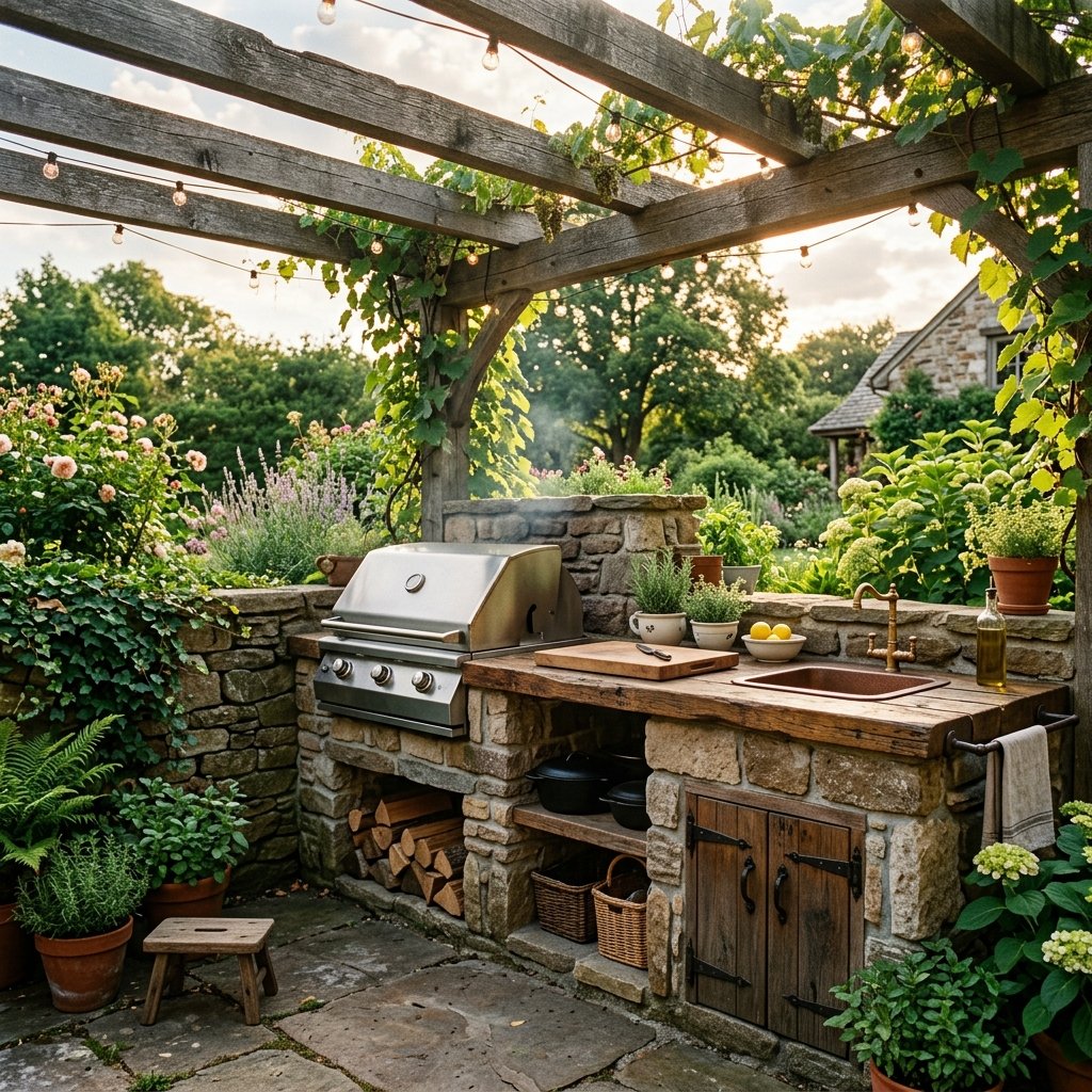 30 Smart Outdoor Kitchen Ideas for Comfortable Outdoor Cooking 2 Rustic Stone Outdoor Kitchen Ideas