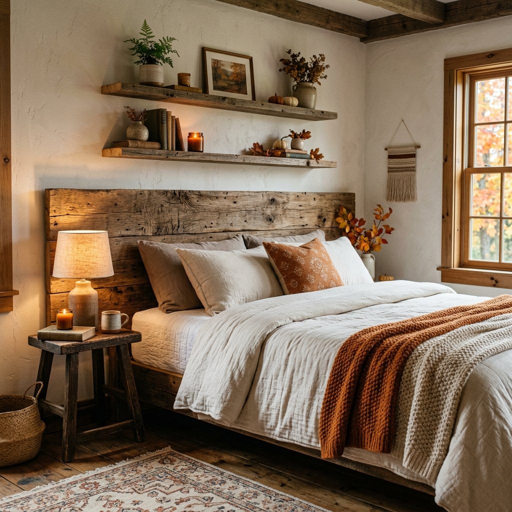 30 Gorgeous Fall Themed Bedroom Ideas: That Feel Cozy and Effortless 4 Rustic Wood Accent Ideas