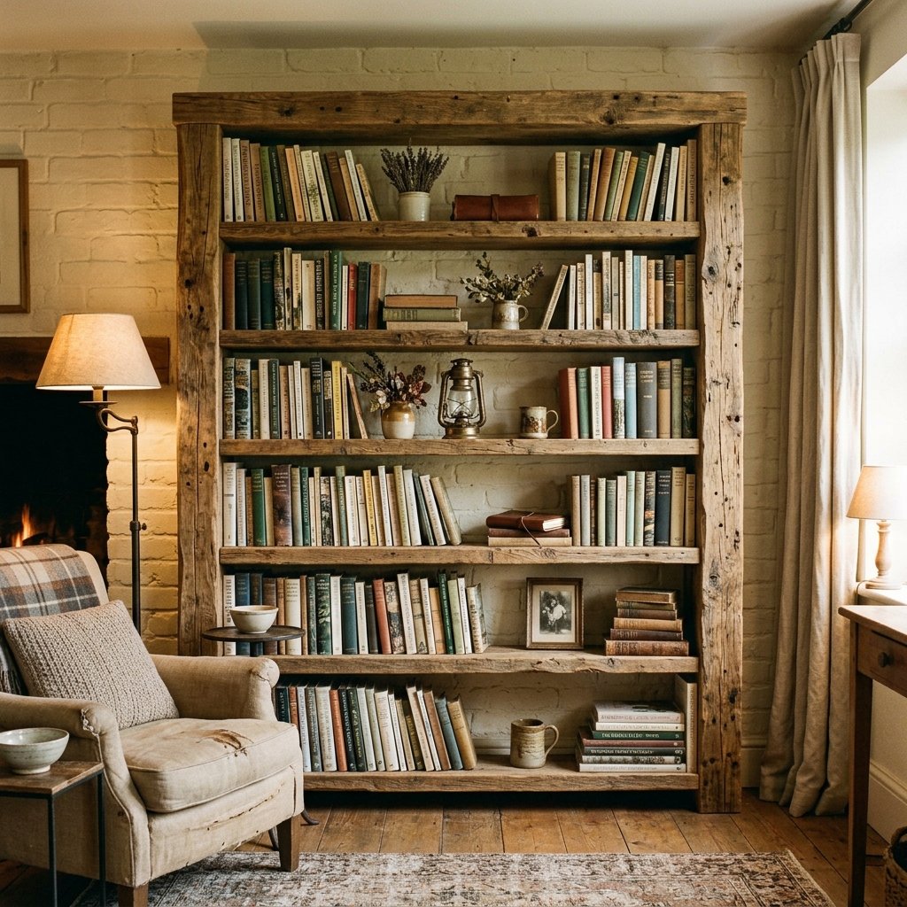 30 Bookshelf Ideas to Transform Any Room 6 Rustic Wood Bookshelf Idea