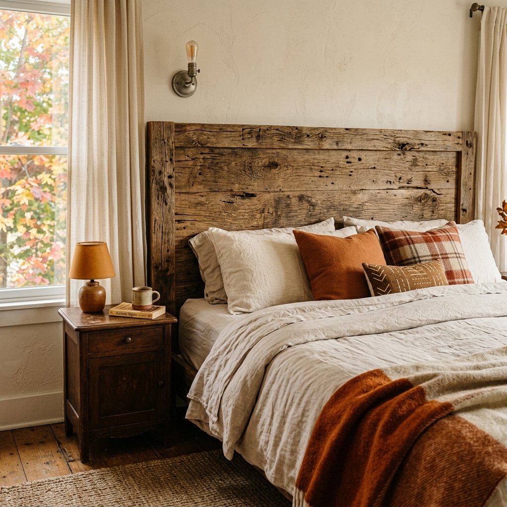 30 Fall Bedroom Ideas That Bring Cozy Autumn Vibes Into Your Space 7 Rustic Wood Headboard Ideas