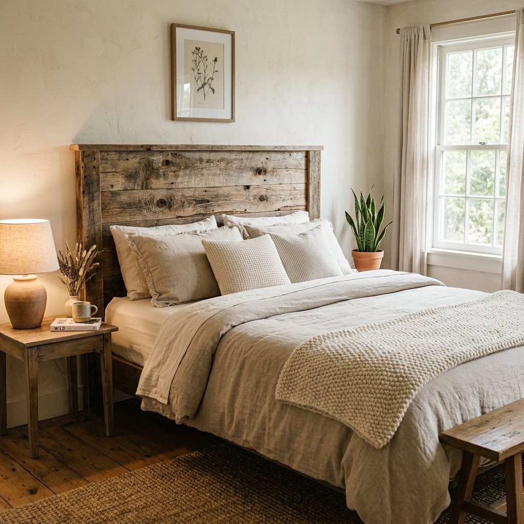30 Fall Bedroom Aesthetic Ideas: That Feel Warm,Cozy & Effortless 7 Rustic Wood Headboard Ideas