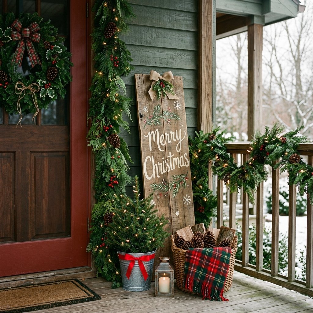 30 Modern Front Porch Christmas Decor Ideas: to Elevate Your Holiday Home 11 Rustic Wood Sign Ideas