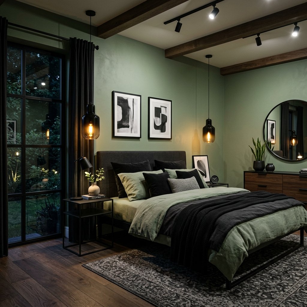 30 Sage Green Bedroom Ideas: Fresh Looks to Try Today 16 Sage Green and Black Bedroom Ideas