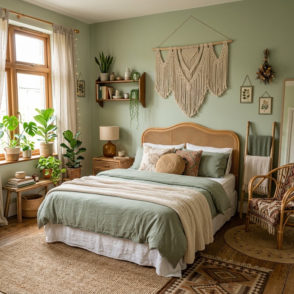 30 Sage Green Bedroom Ideas: Fresh Looks to Try Today 10 Sage Green Bedroom Ideas Boho Bedroom Ideas