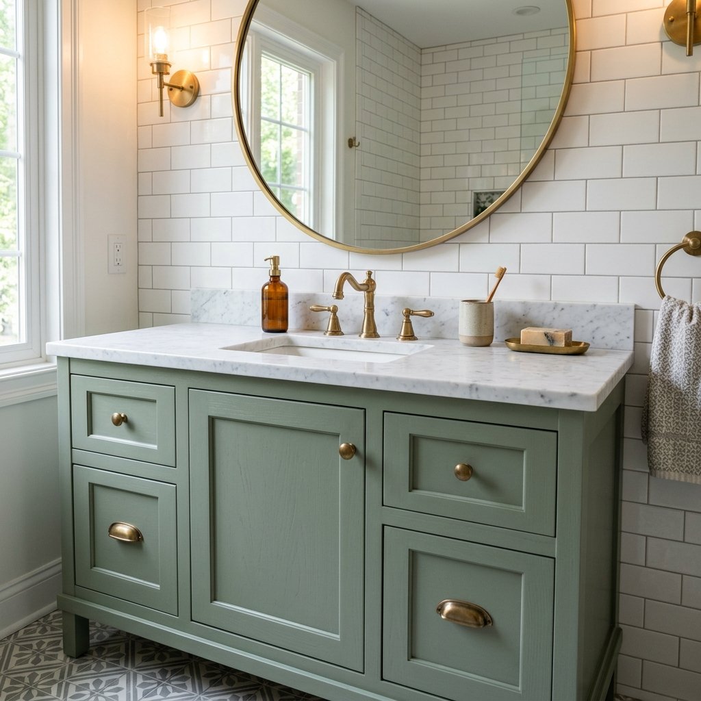 30 Green Bathroom Ideas That Bring Calm and Character to Any Space 15 Vanity Green Bathroom Ideas