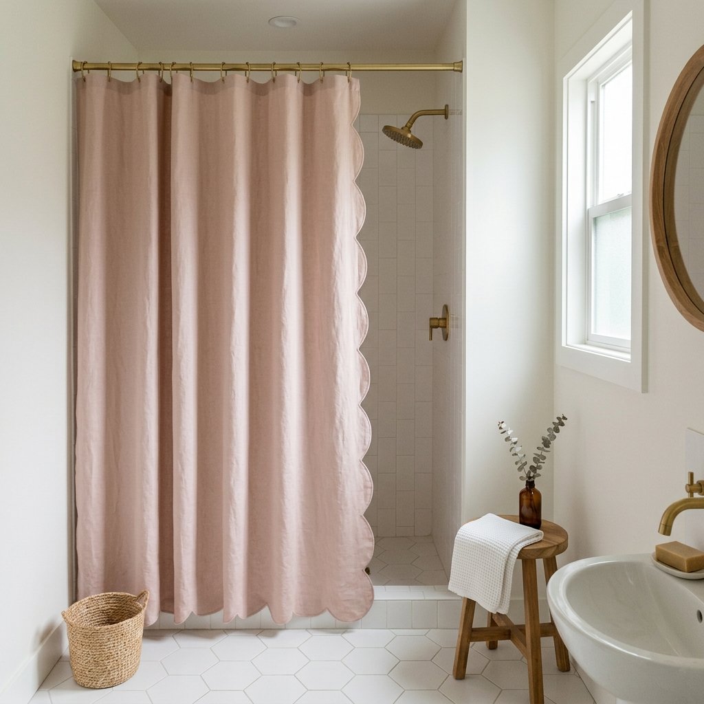 30 Cute Bathroom Ideas to Create a Cozy and Stylish Space 8 Scalloped Shower Curtain Ideas