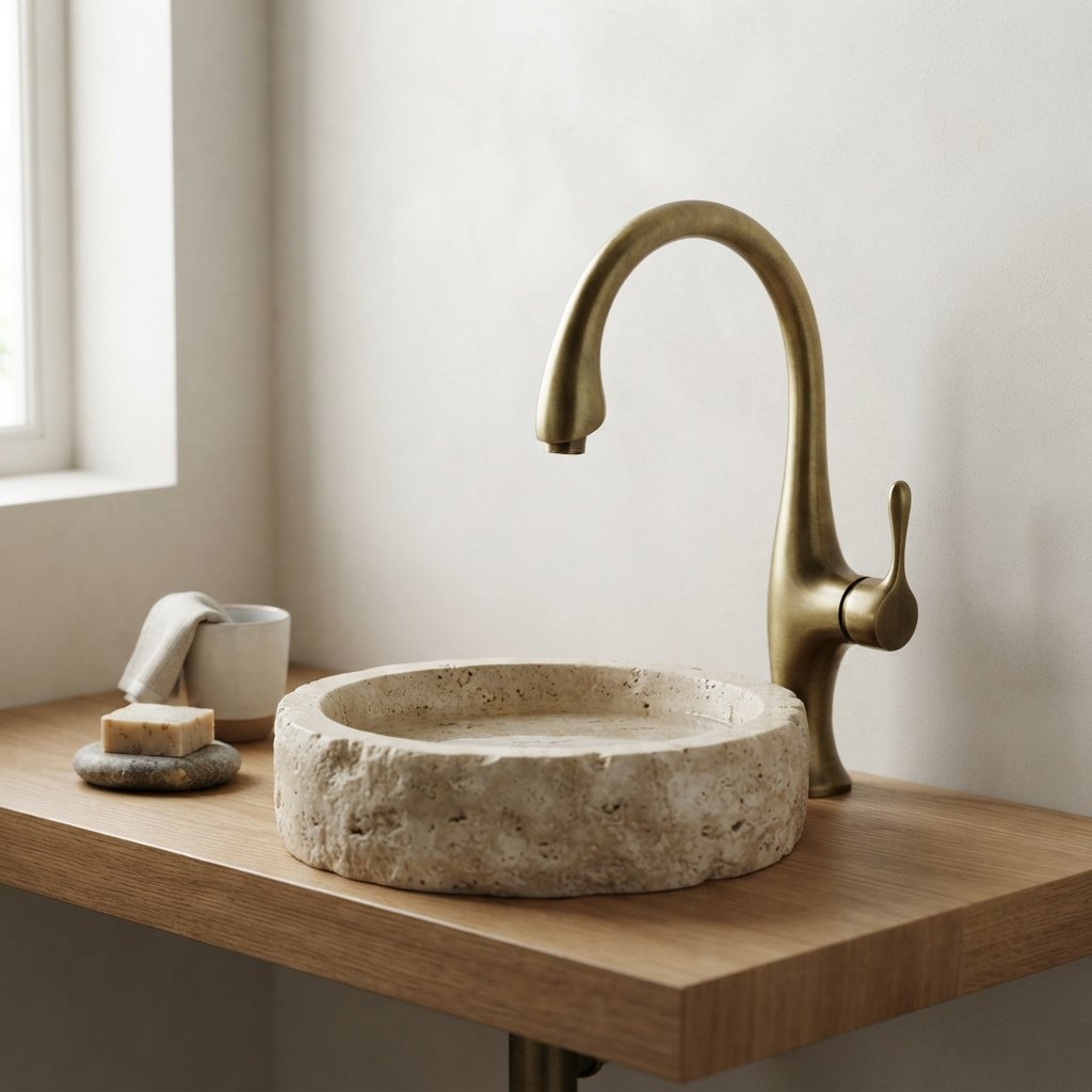 30 Luxury Spa Bathroom Ideas for the Ultimate Self Care Experience 29 Sculptural Faucet Spa Bathroom Ideas