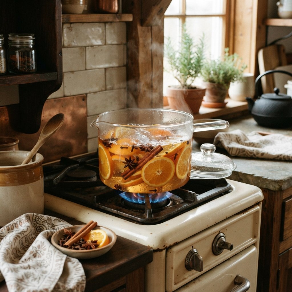 30 Fall Kitchen Countertop Decor Ideas: Cozy Inspiration for Every Style 26 Spiced Simmer Pot Fall Kitchen Countertop