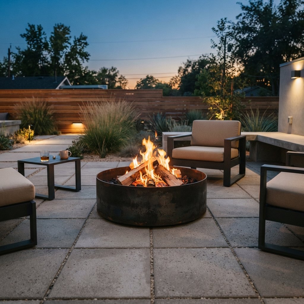 30 Backyard Fire Pit Ideas to Transform Your Outdoor Space 11 Minimalist Steel Backyard Fire Pit Ideas
