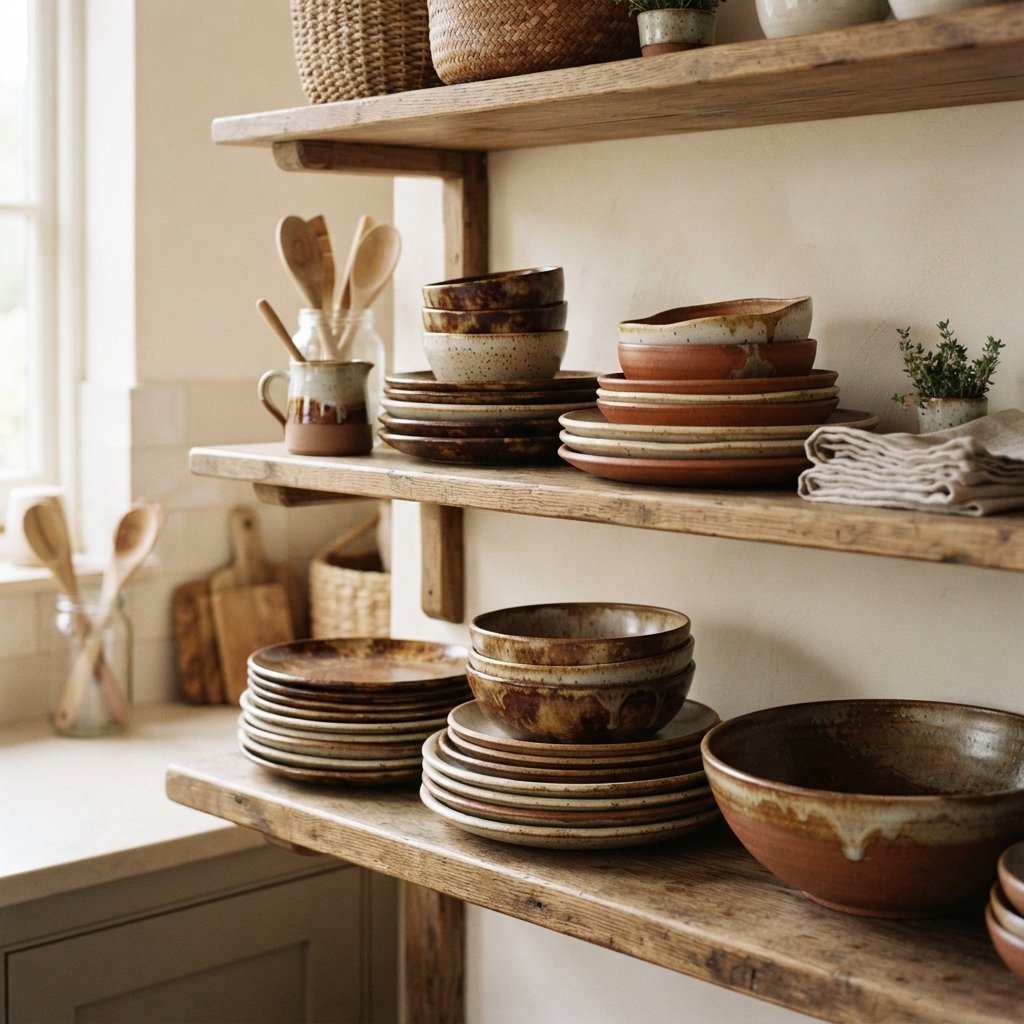 30 Fall Kitchen Ideas: To Warm Up Your Space This Season 24 Stoneware Dish Display Ideas