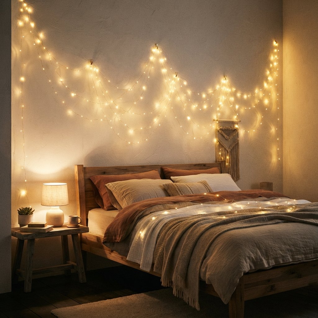 30 Wall Decor Ideas for Bedroom: Dreamy Looks to Save Now 14 String Light Wall Decor Ideas for Bedroom