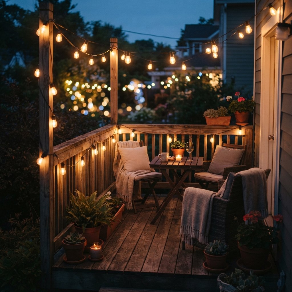 String Light Small Patio Decorating Ideas