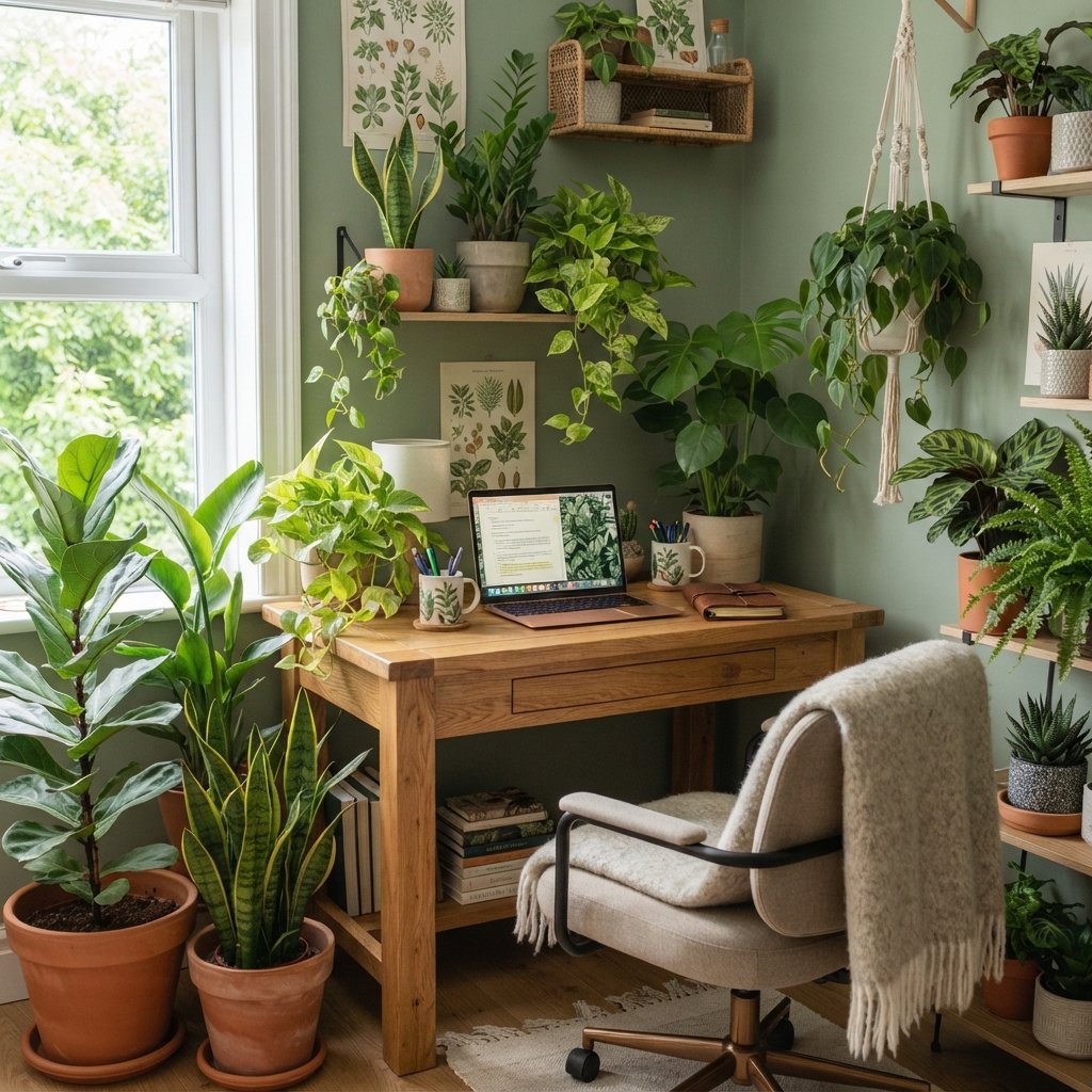 30 Study Room Ideas to Spark Focus and Creativity 18 Study Room with Plants
