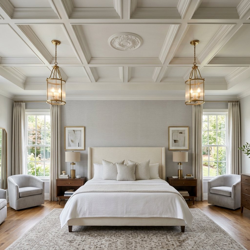 30 Fall Ceiling Designs for Bedroom That Instantly Feel Warm & Luxurious 18 Symmetrical Fall Ceiling Ideas