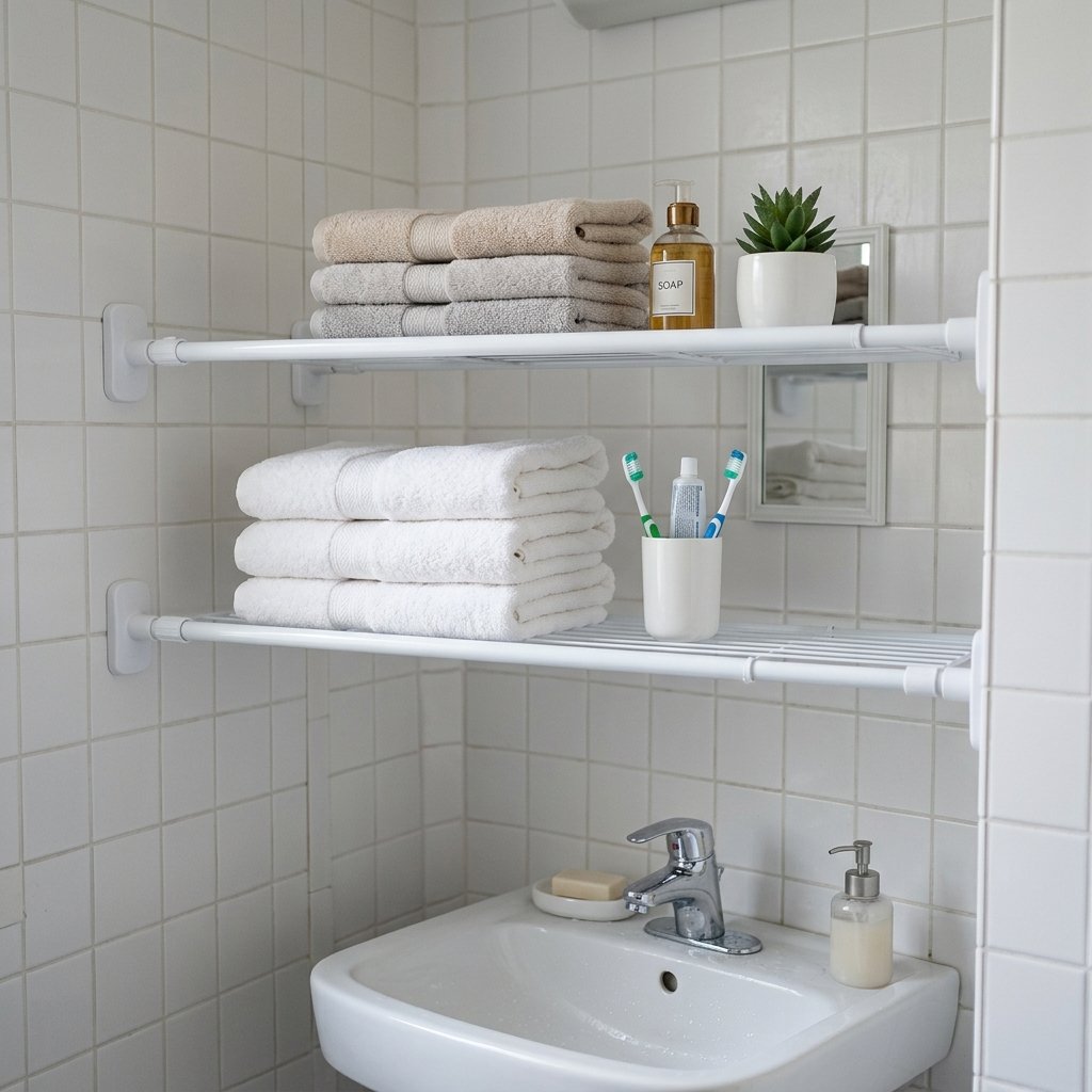 30 Dorm Bathroom Ideas to Make Shared Spaces Feel Like Home 25 Dorm Bathroom Portable Shelf Ideas