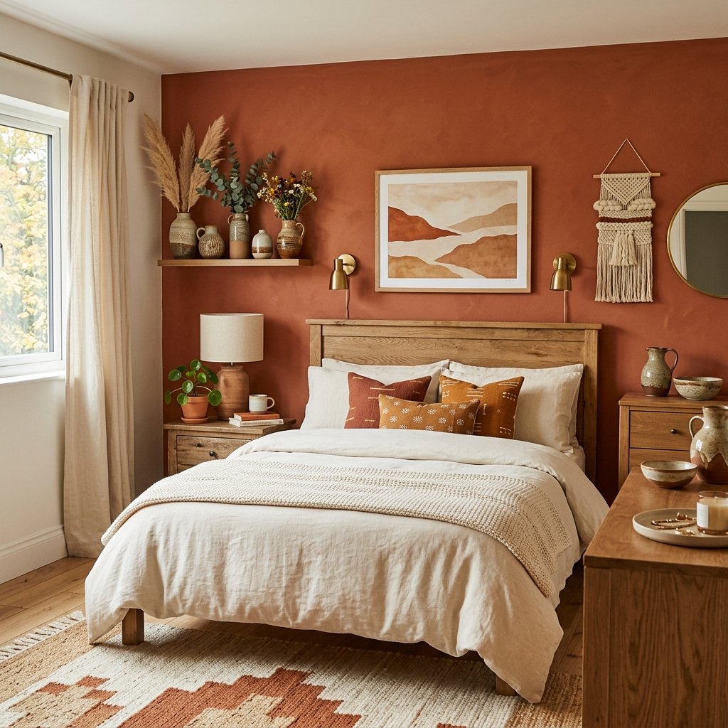 30 Gorgeous Fall Themed Bedroom Ideas: That Feel Cozy and Effortless 23 Terracotta Bedroom Ideas