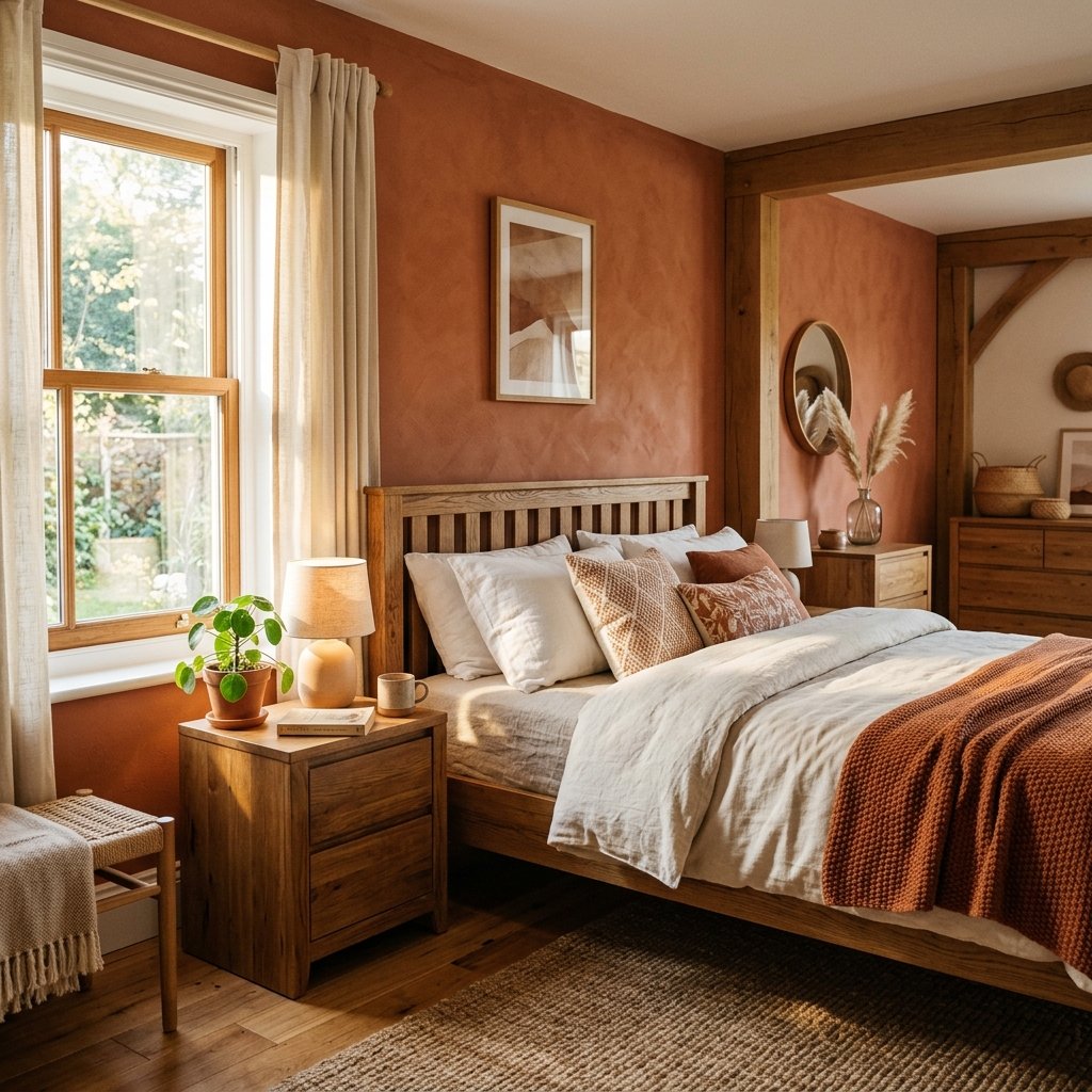 30 Fall Bedroom Aesthetic Ideas: That Feel Warm,Cozy & Effortless 2 Warm Terracotta Bedroom Ideas