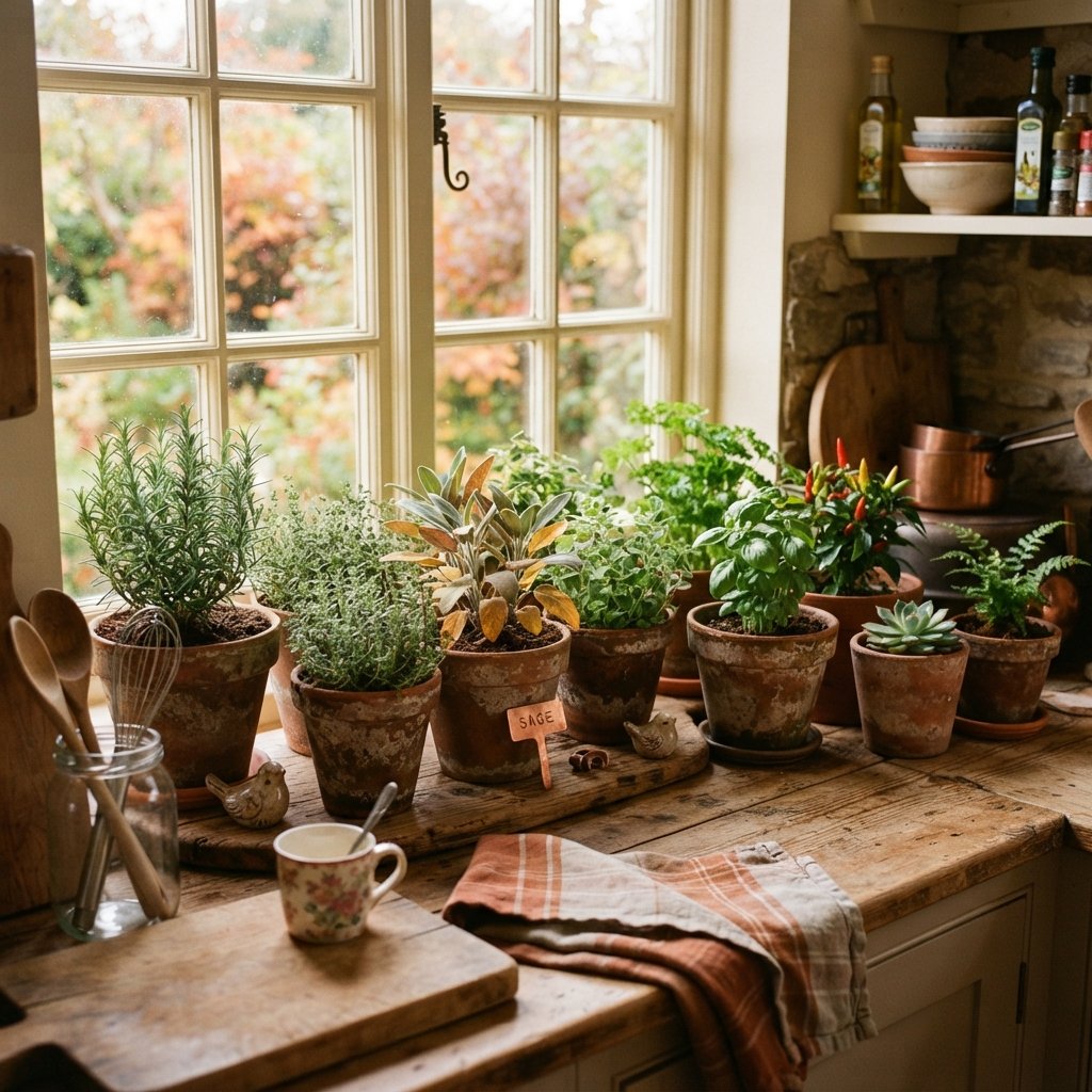 30 Fall Kitchen Ideas: To Warm Up Your Space This Season 12 Terracotta Pot Display Fall Kitchen
