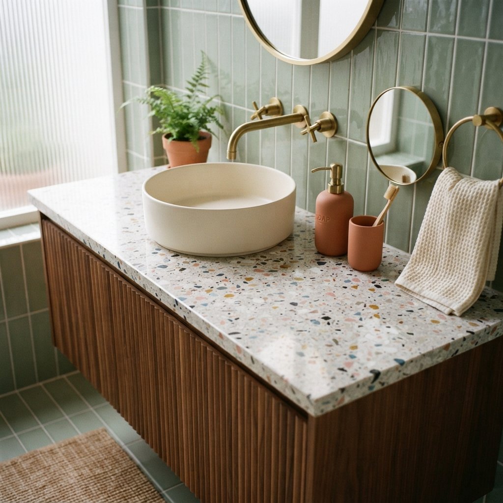 30 Cute Bathroom Ideas to Create a Cozy and Stylish Space 30 Terrazzo Accent Ideas