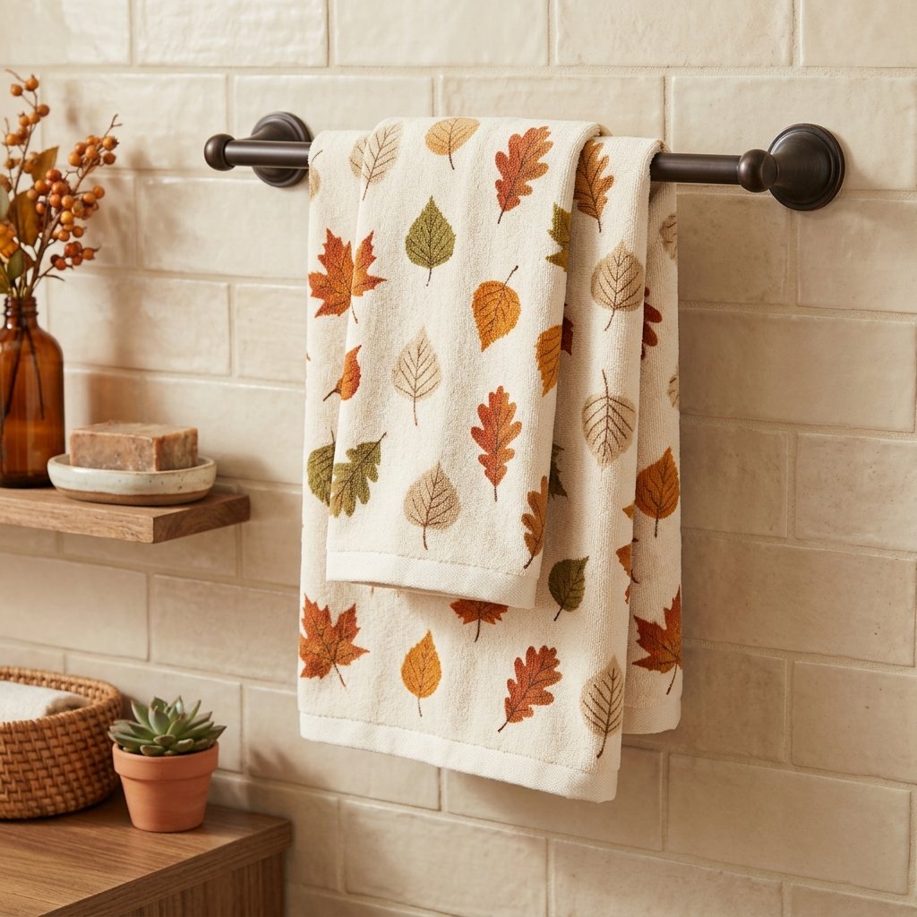30 Fall Bathroom Decor Ideas Small Bathroom, Big Fall Vibes 6 Autumn Leaf Print Towel Ideas