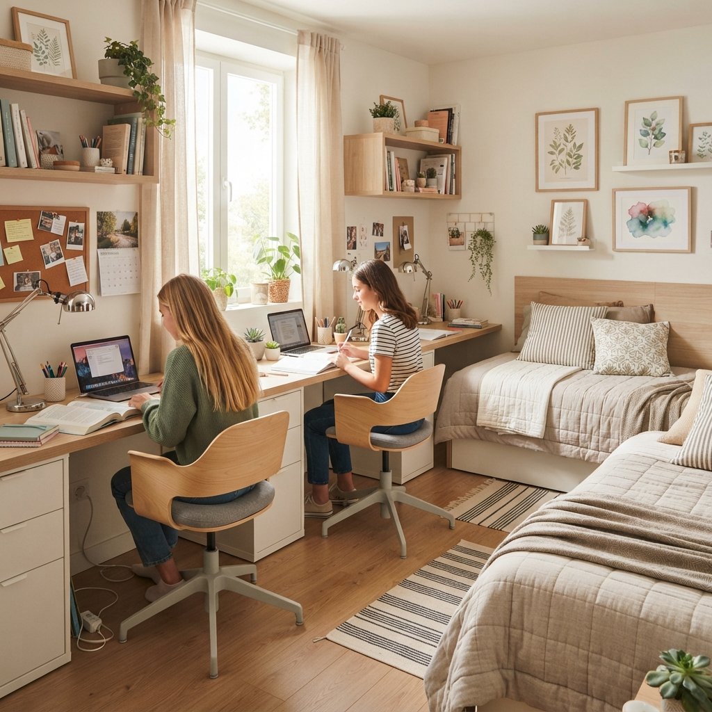 30 Twin Bedroom Ideas That Bring Fresh Style to Any Shared Space 15 Shared Desk Twin Bedroom Ideas